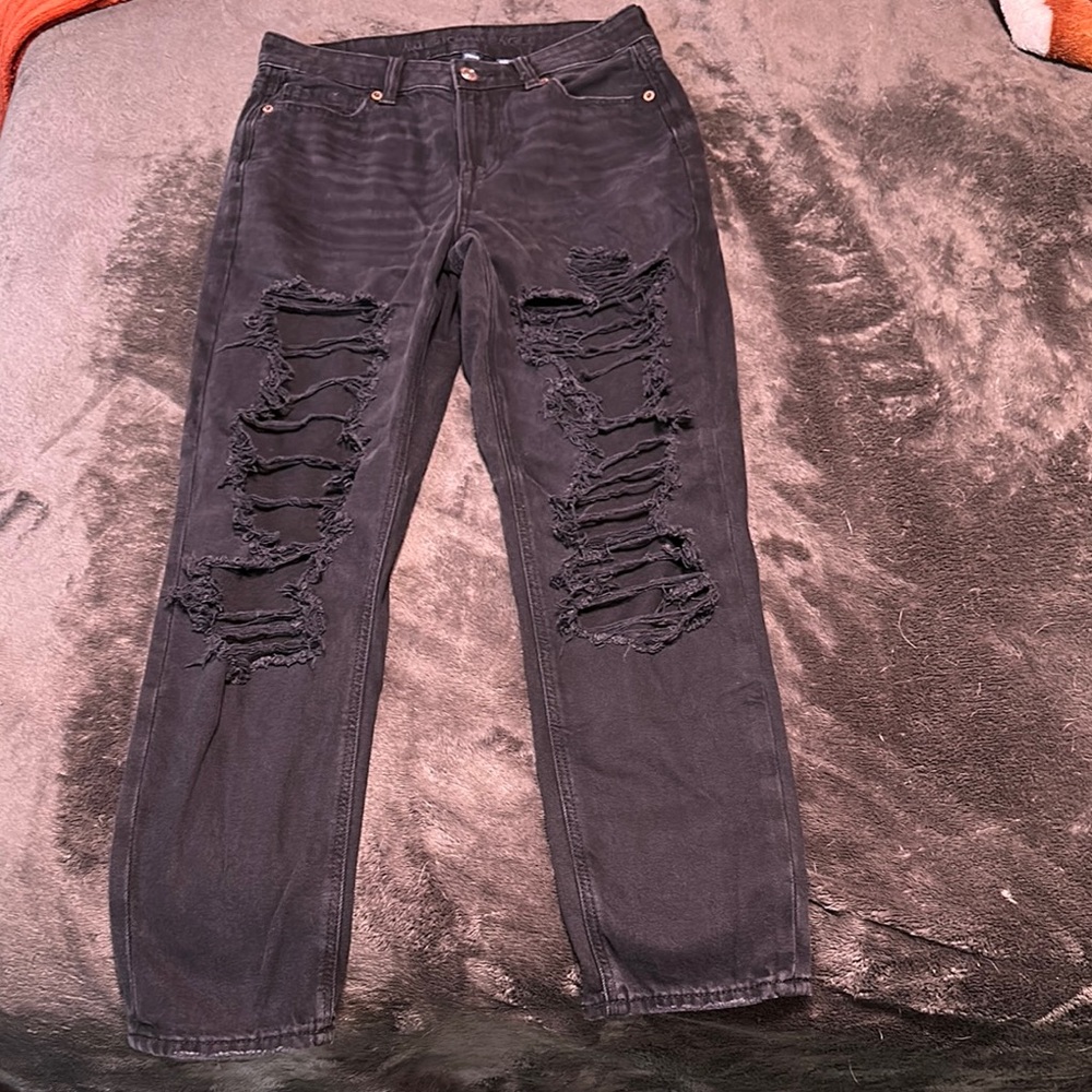 American Eagle Outfitters Black Distressed Skinny Jeans